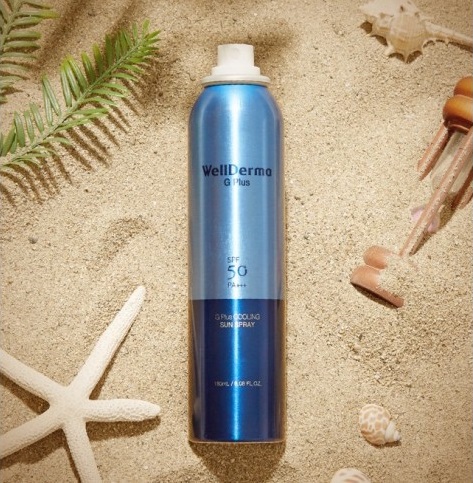 Охлаждающий солнцезащитный спрей Wellderma G Plus Cooling Sun Spray SPF50 PA++++ 180 ml